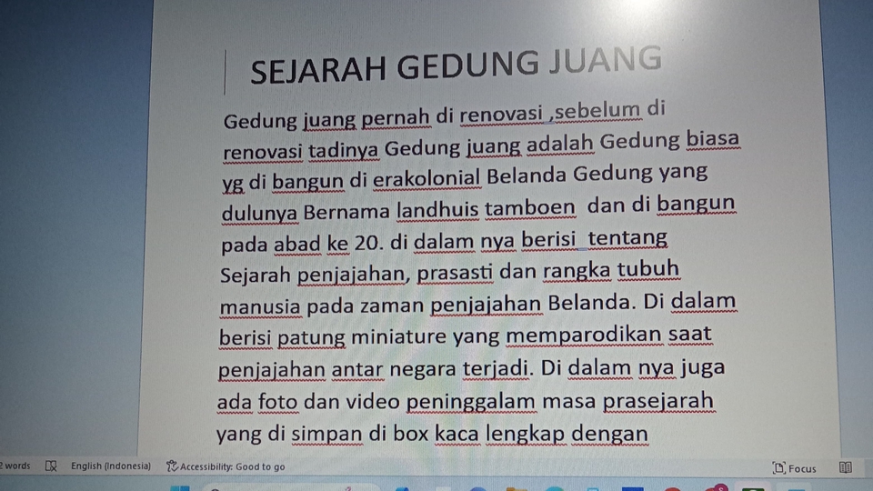Sejarah Gedung Juang yang bercerita tentang sejarah penjajahan Belanda di Indonesia.
