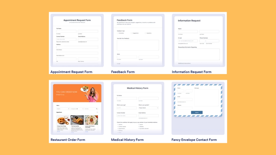 Jasa entry data online untuk formulir permintaan janji temu, formulir umpan balik, formulir permintaan informasi, formulir pesanan restoran, formulir riwayat medis, dan formulir kontak amplop fancy.