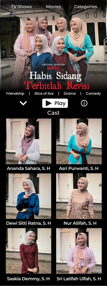 Pemain wanita dalam film Habis Sidang Terbitlah Revisi: Ananda Sahara, Asri Purwanti, Dewi Sitti Ratna, Nur Aliifah, Saskia Demmy, Sri Latifah Ulfah.