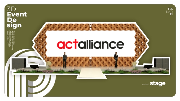 Desain Stand Pameran 3D dengan Logo Actalliance, untuk Acara Event