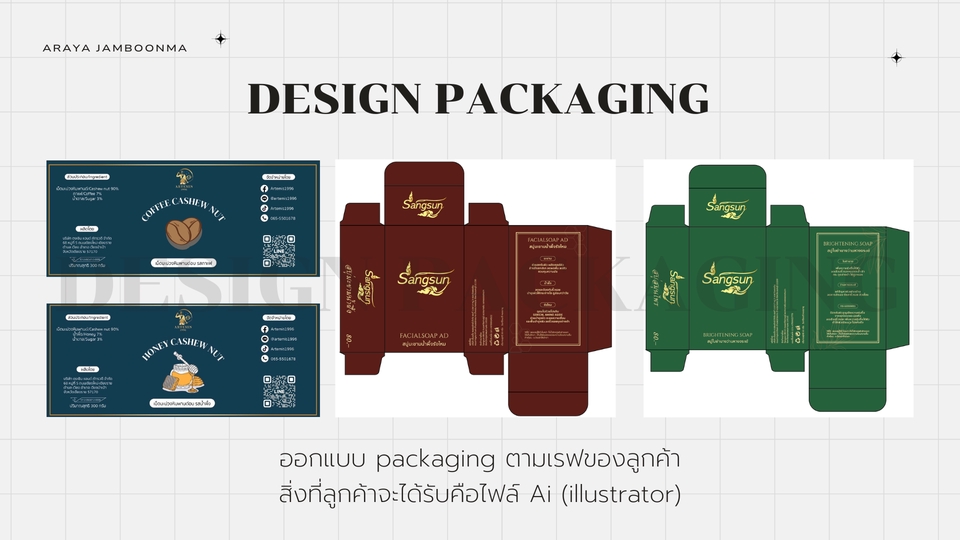 ออกแบบ packaging กาแฟพร้อมถุง สไตล์ล้ำๆ ใช้โปรแกรม AI (illustrator)