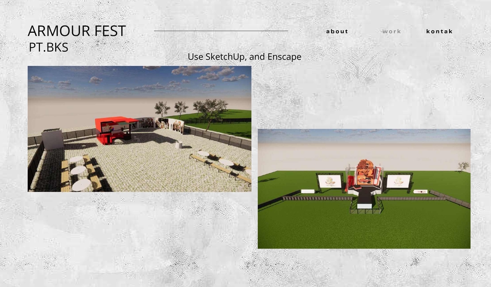 Jasa desain 3D exterior untuk acara festival musik di Indonesia.