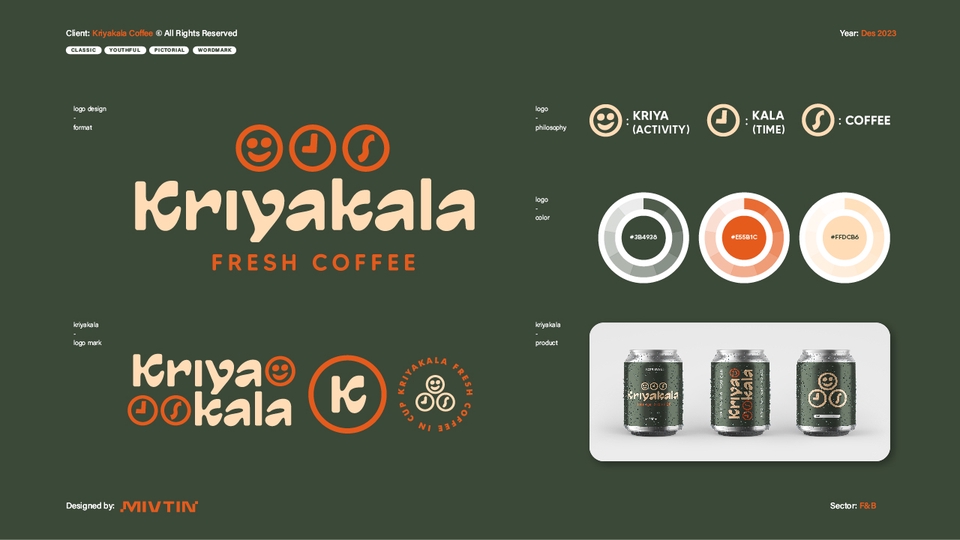 desain logo kopi cup cepat saji, dengan style vintage beserta desain cup kaleng