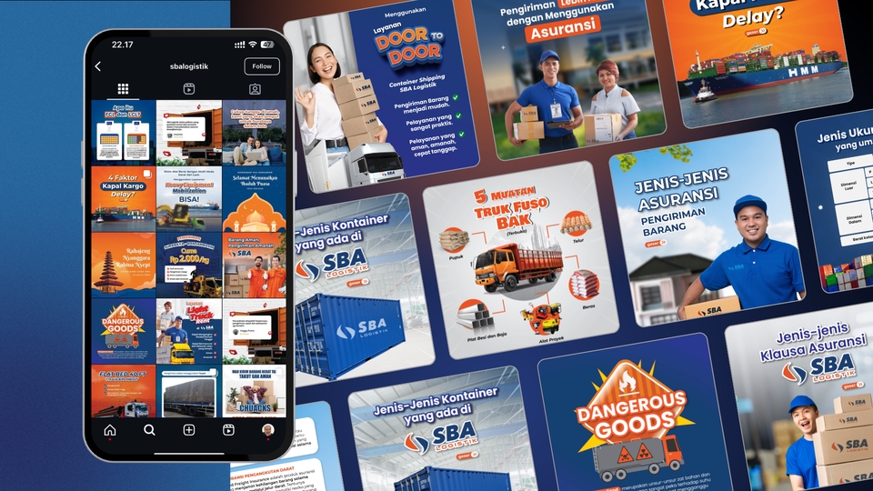 Desain banner Instagram untuk promosi website dengan tema warna merah dan biru, cocok untuk banner iklan jualan online.  Jasa desain banner Instagram, banner promosi,  buat banner online, desain banner website.