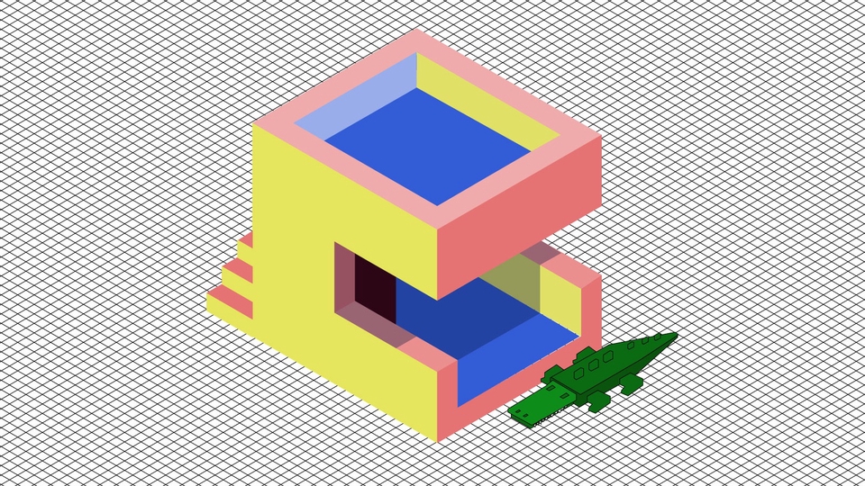 วาดภาพประกอบ - Isometric Architecture Illustration - 1