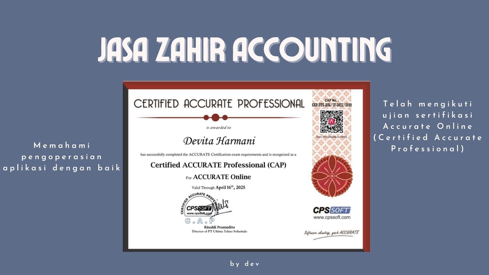 Sertifikat Certified Accurate Professional (CAP) untuk jasa akuntansi online