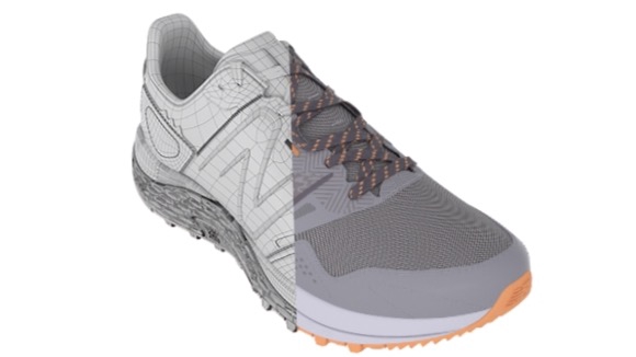 Jasa desain 3D untuk sepatu New Balance dengan detail tekstur dan warna