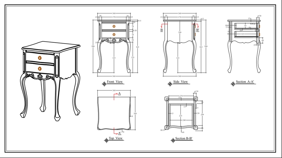 Desain Furniture - Gambar Teknik atau Gambar Kerja Mebel/ Furniture 2D dan 3D - 1