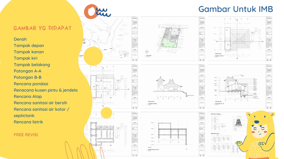 CAD Drawing - 2D AUTOCAD - 1 Hari Jadi - Denah - IMB - Gambar Kerja - 5000/M2 ( Nego ) - 6