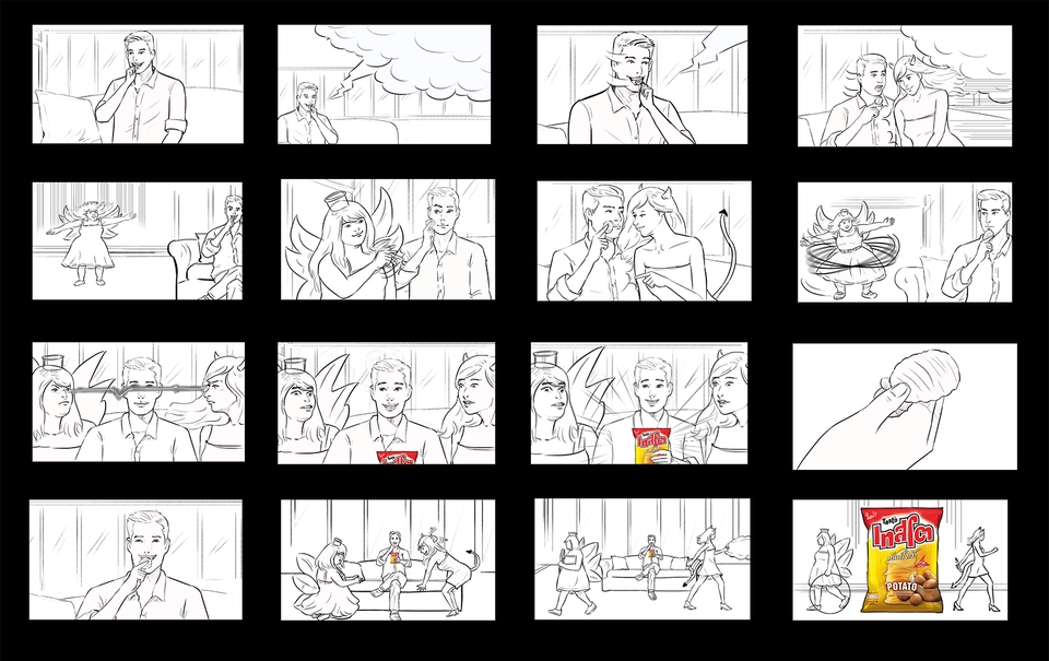 วาด/ออกแบบสตอรี่บอร์ด - รับวาด Storyboard ภาพร่าง//ขาว-ดำ/ภาพสี - 14