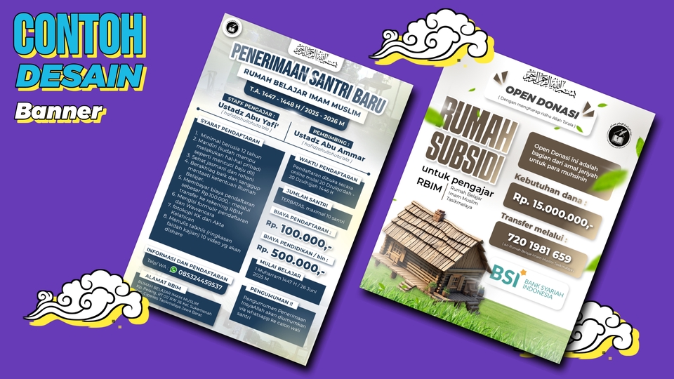 Jasa Desain Banner Online Promosi Rumah Subsidi dan Penerimaan Santri Baru. Desain Banner Instagram Keren dan Unik untuk Website atau Medsos.