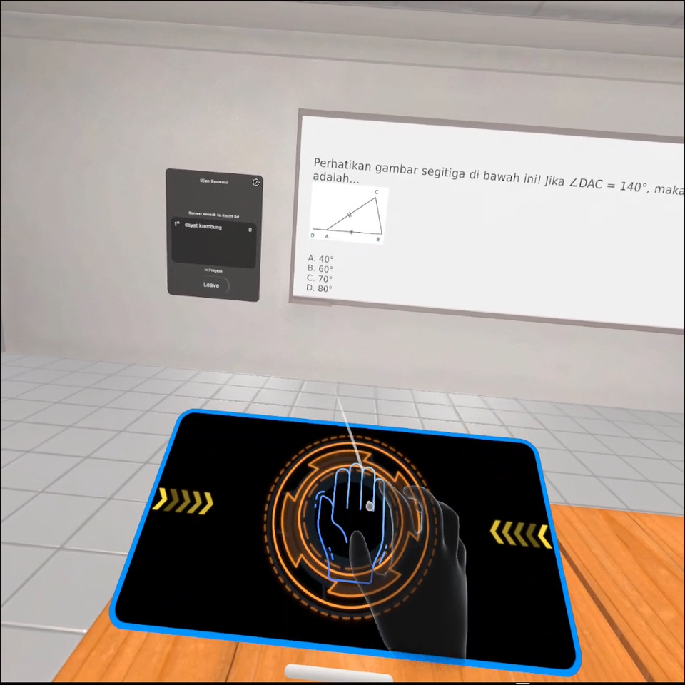 Jasa pembuatan virtual reality aplikasi dengan gambar segitiga dan soal matematika