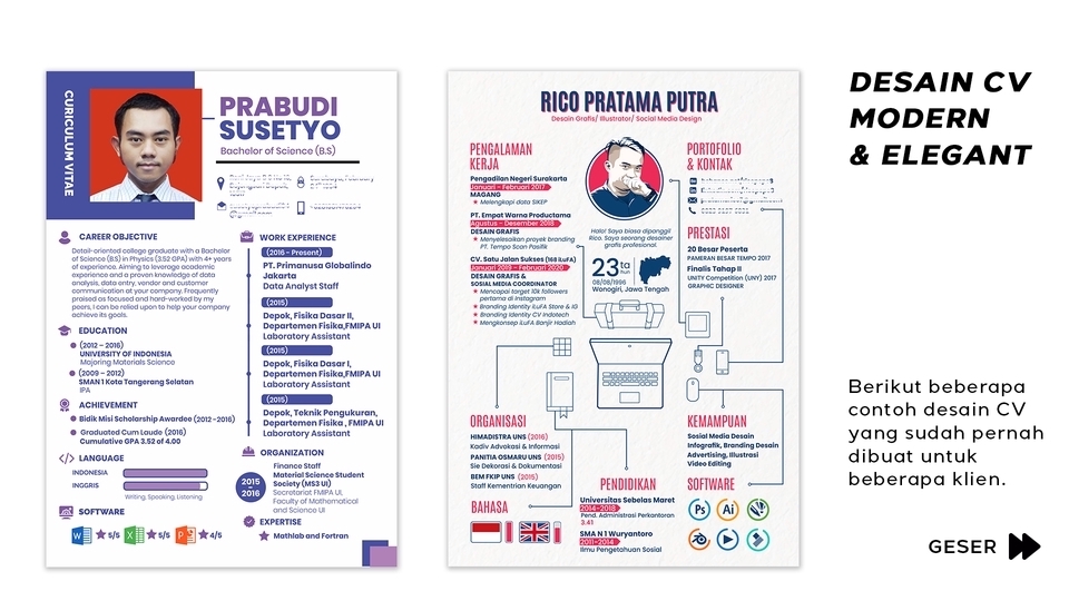 Portfolio & Resume - DESAIN CV MODERN & ELEGANT (1 Hari Jadi) - 1