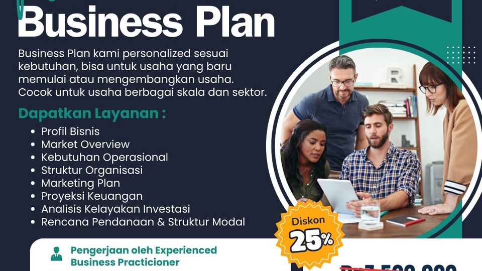 Konsultan bisnis profesional membantu membangun bisnis plan untuk usaha baru atau pengembangan usaha dengan berbagai skala dan sektor.