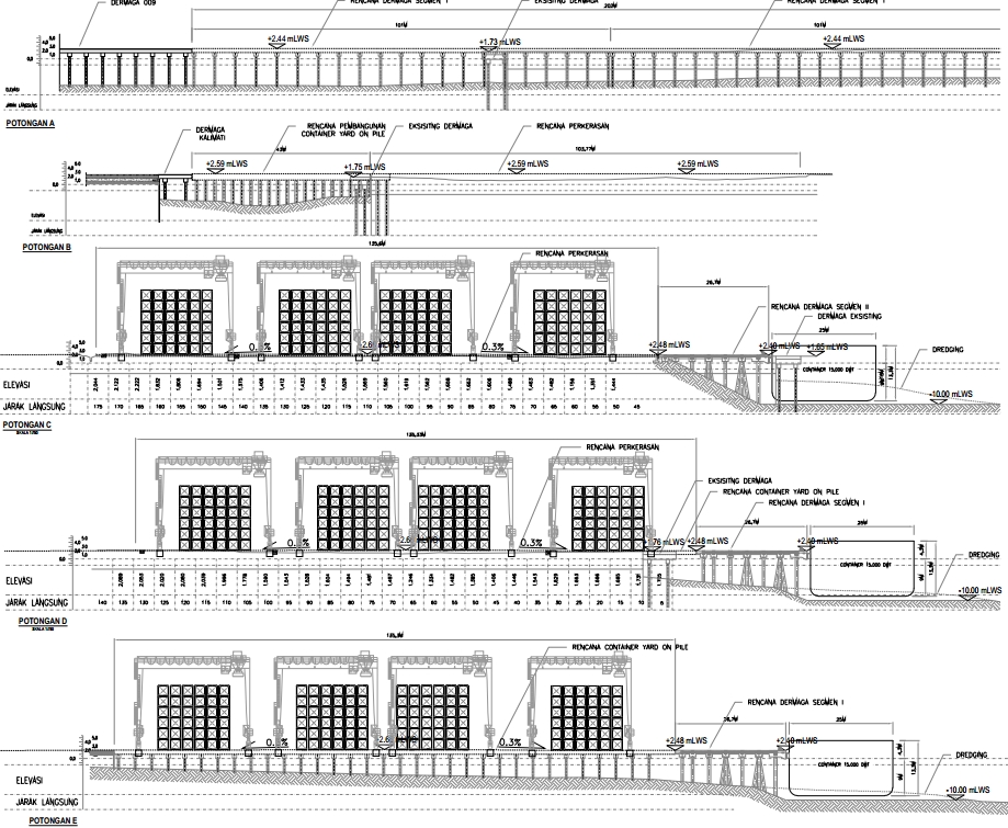 CAD Drawing - Jasa Gambar Dermaga Detail Engineering Design (DED) Jetty, Trestle, Container Yard dan Faspel - 16