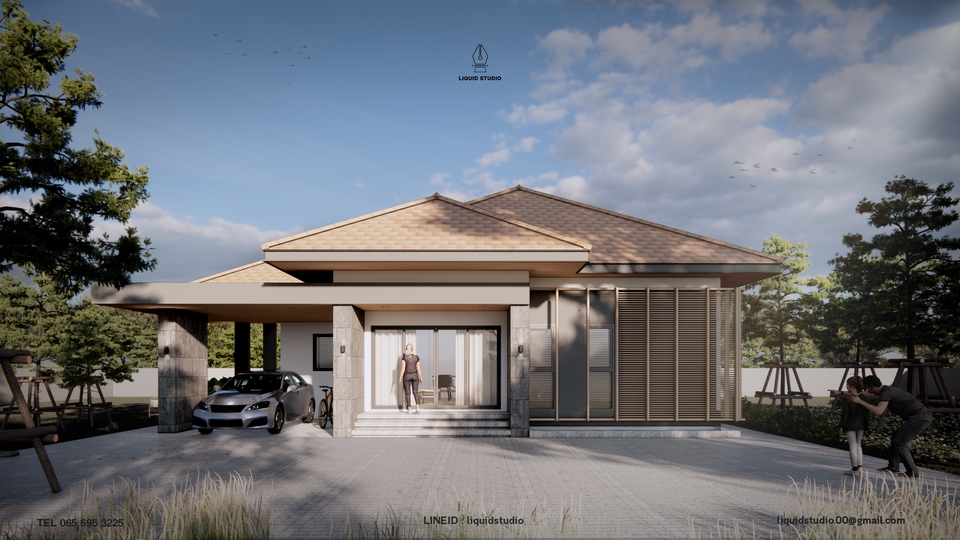 รับออกแบบบ้าน3D perspective โมเดลบ้าน3มิติ ราคาถูก