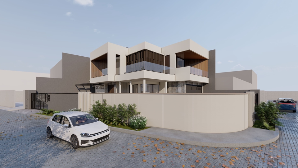 Jasa Desain Eksterior Rumah Minimalis 3D Modern - Render Desain Rumah