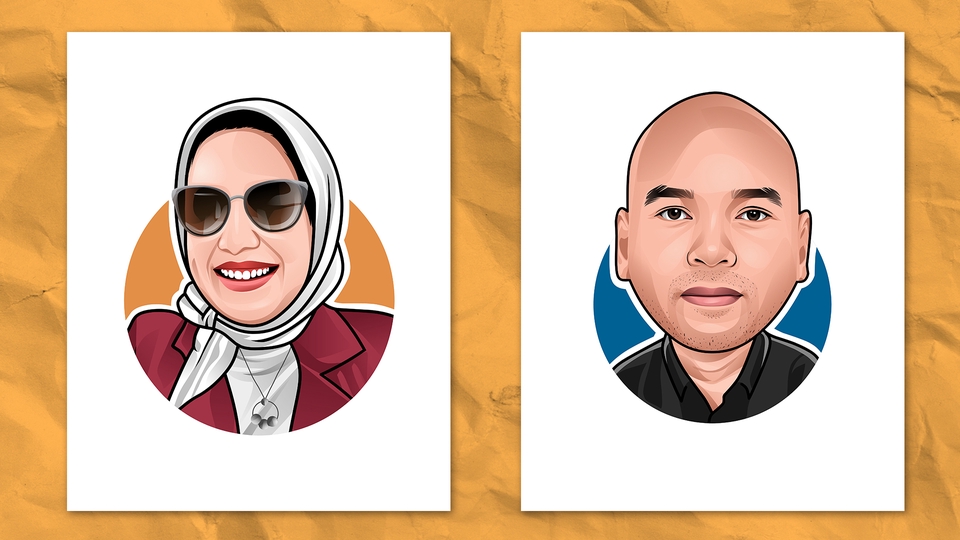 Gambar Potret - Desain Vector Kepala Besar (Big Head)  - 4