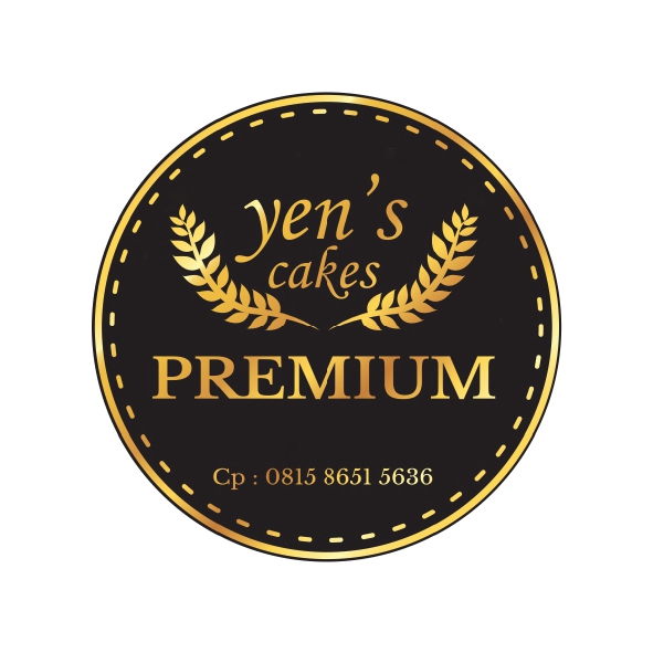 Jasa desain logo online untuk bisnis kuliner, "Yen's Cakes" dengan desain elegan dan profesional.