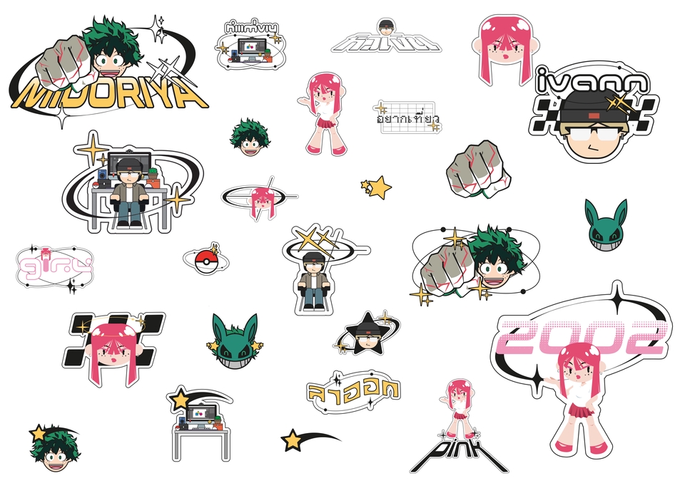 ออกแบบสติ๊กเกอร์ - ✨รับออกแบบ Sticker vector 2D / Logo ✨ - 3