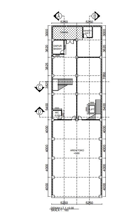 Jasa drafter autocad murah, denah bangunan toko 2 lantai, desain autocad freelance, gambar autocad arsitektur