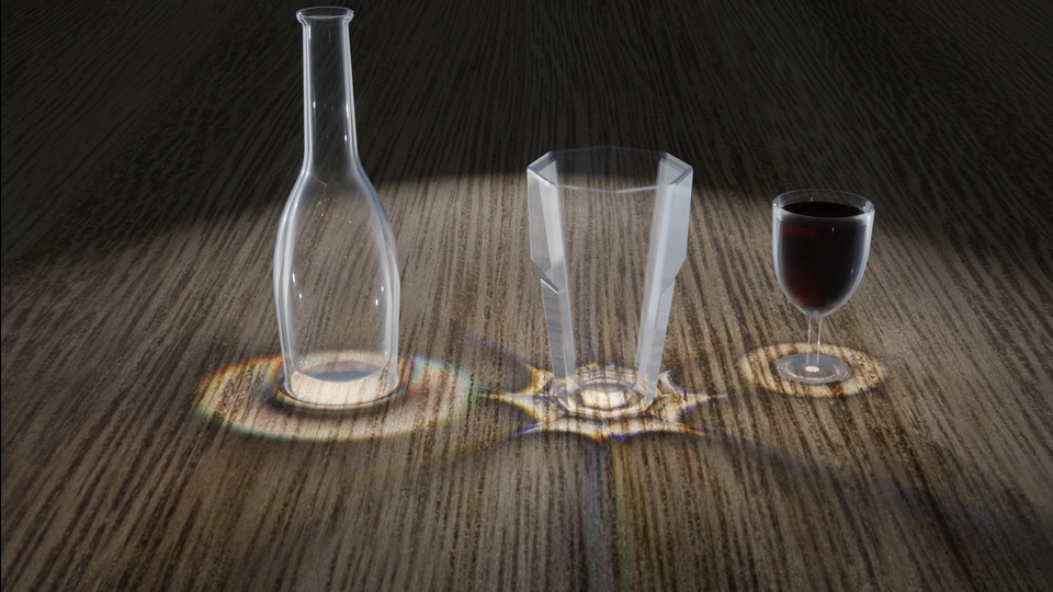 รับทำ 3d model packshot ขวดไวน์ แก้วไวน์ 3 มิติ 3D model