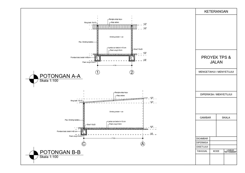 CAD Drawing - GAMBAR KERJA RUMAH SEDERHANA / TUGAS SEKOLAH-KULIAH / DLL - 4