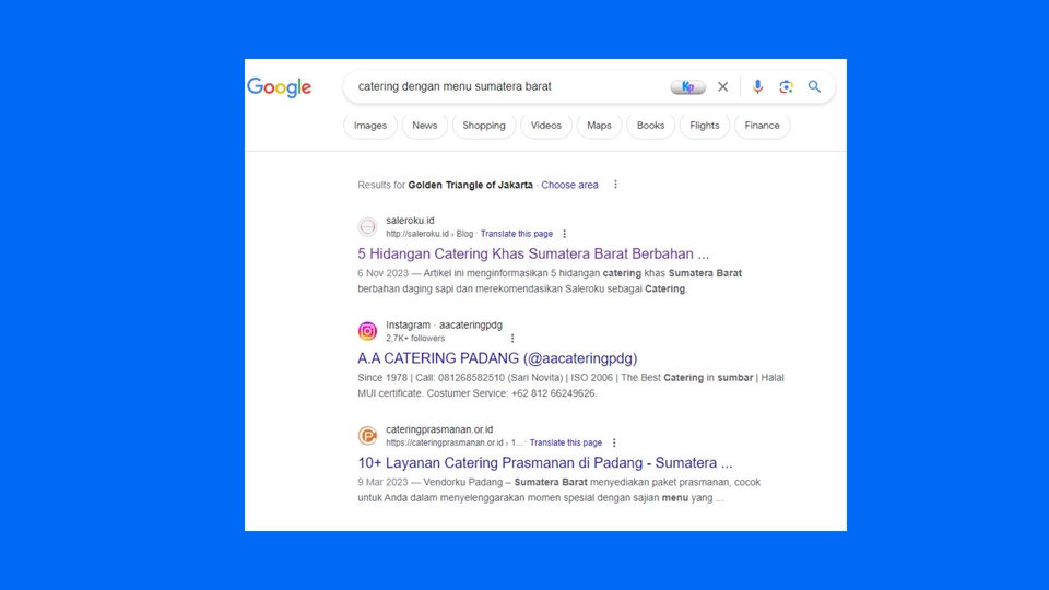 Hasil Pencarian Google untuk jasa content writer di Indonesia.
