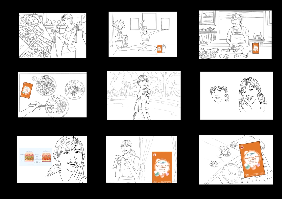 วาด/ออกแบบสตอรี่บอร์ด - รับวาด Storyboard ภาพร่าง//ขาว-ดำ/ภาพสี - 15