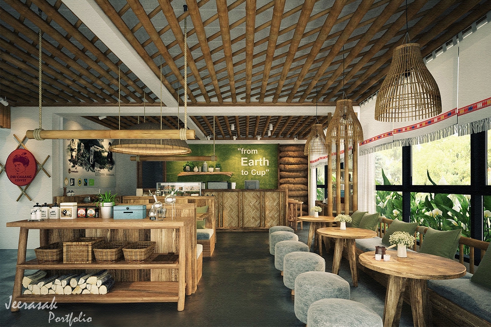 รับออกแบบตกแต่งร้านกาแฟ สไตล์โมเดิร์น รีโนเวทบ้านเก่า ออกแบบตกแต่งภายใน