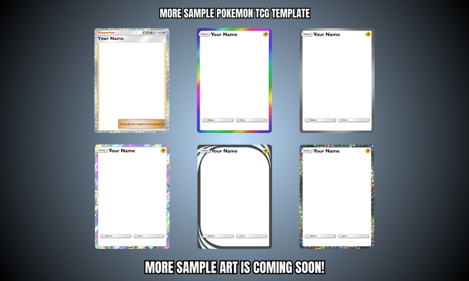 Template kartu Pokemon dengan berbagai desain untuk inspirasi desain ilustrasi