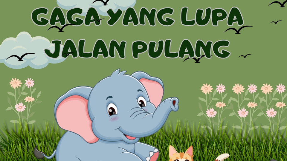 Jasa ilustrasi gambar kartun gajah dan kucing untuk desain logo dan keperluan lain.