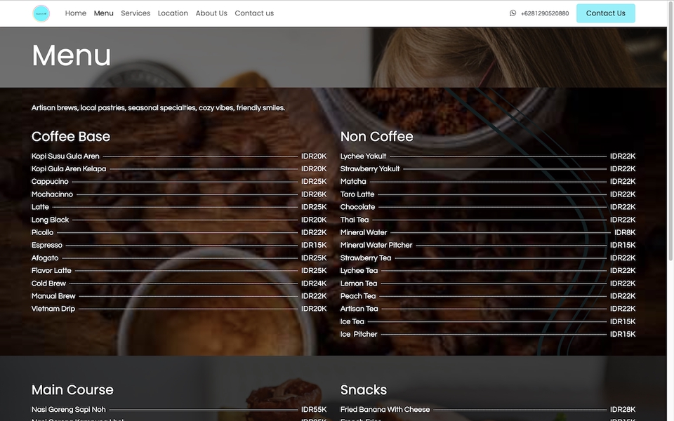 Jasa pembuatan website profesional dan modern, desain menu online kafe atau restoran.  Harga pembuatan website terjangkau. Buat website WordPress.