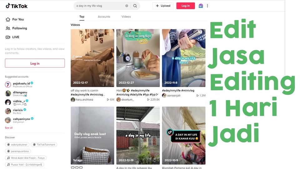 Video Editing - Jasa Edit Konten TikTok 1 Hari Jadi - 1