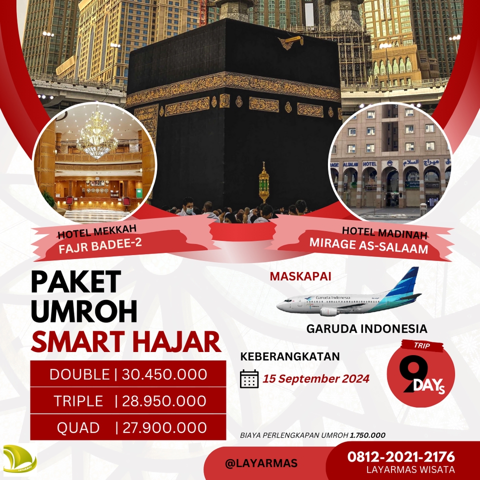 Jasa desain banner instagram umroh, paket umroh smart hajar, promo umroh murah, banner promosi umroh, desain gambar umroh,  layarmas