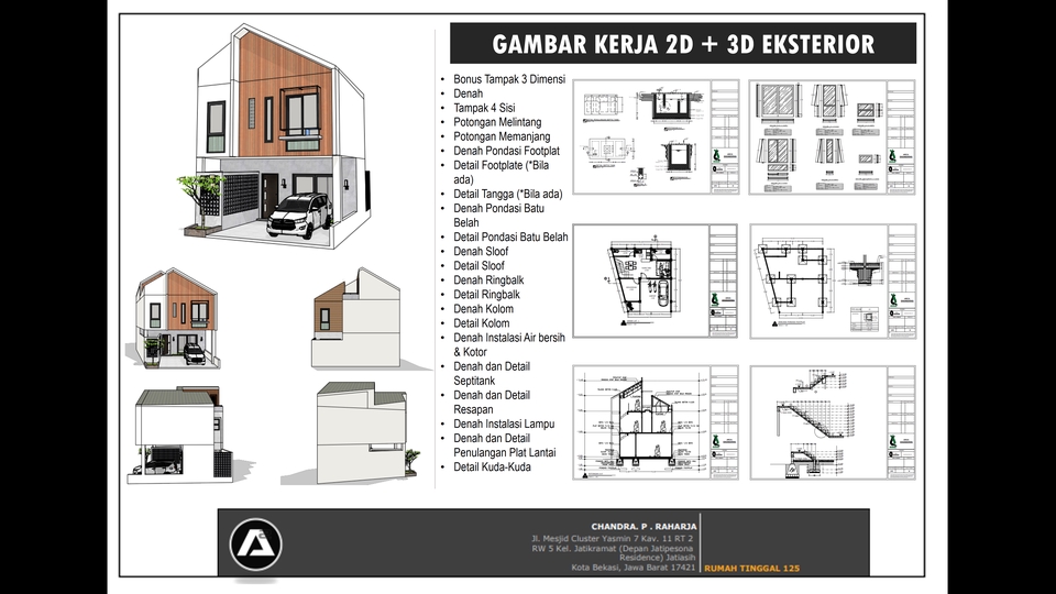 Jasa Desain Rumah Gambar Kerja IMB/PGB Custom (Rumah, Bengkel, Ruko) + Bonus Eksterior