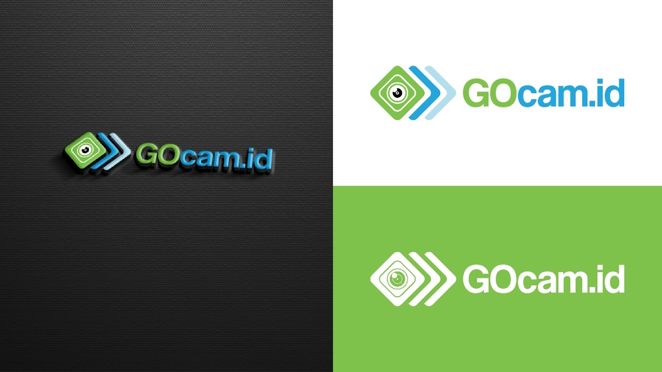 Logo Gocam.id dengan desain minimalis dan modern, cocok untuk website dan online shop.