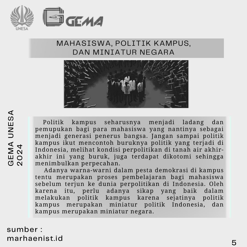 Desain infografis politik kampus: Miniatur Negara Indonesia. Jasa desain infografis murah, buat infografis data.