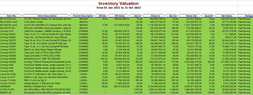 Jasa entry data excel untuk inventory valuation dengan detail deskripsi produk, harga dan jumlah barang