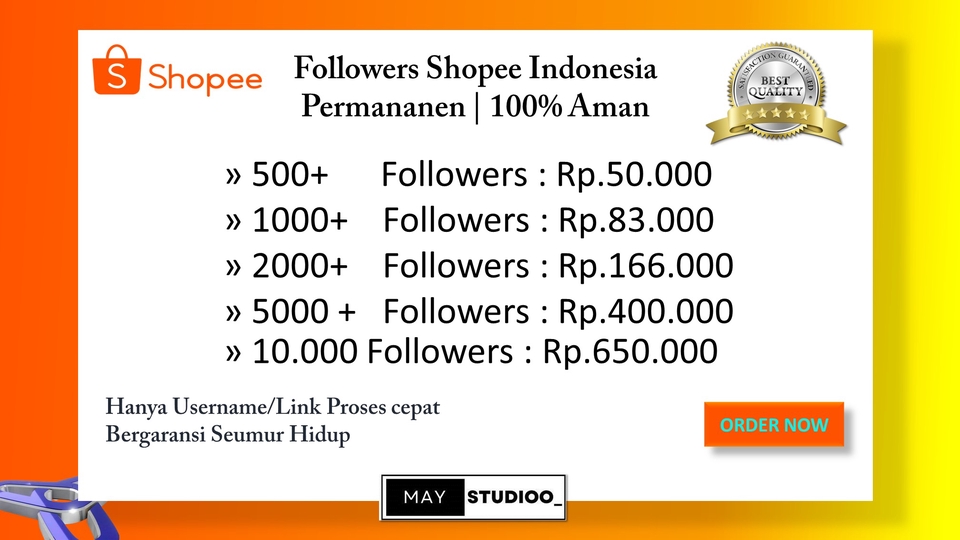 Tambah Followers - FOLLOWERS SHOPEE | LAZADA | TOKOPEDIA | INDONESIA - PERMANEN - 1