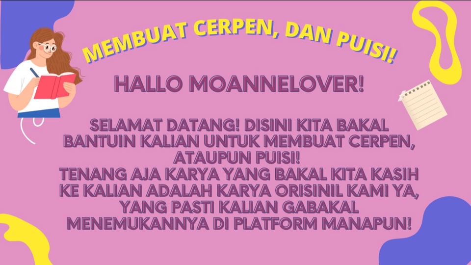 Penulisan Konten - Pembuatan Jasa Menulis Cerita Pendek, Puisi, Cerita Panjang Bahasa Indonesia - 1