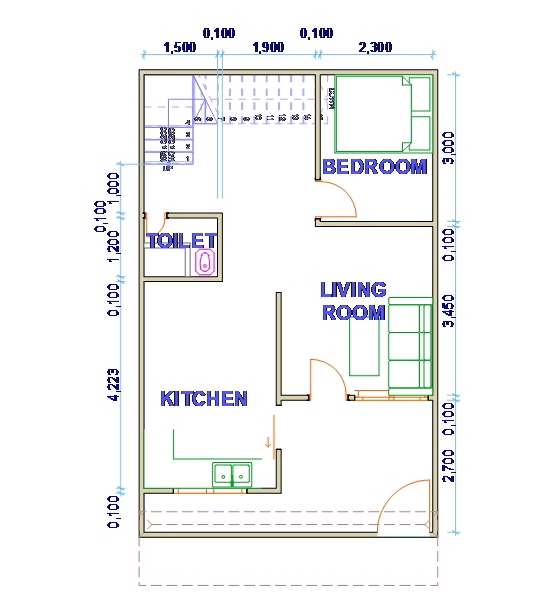 CAD Drawing - 2D Floor Plan Sederhana - 2