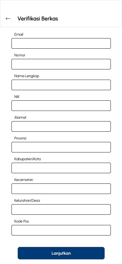Formulir verifikasi data pengguna untuk layanan desain ui ux