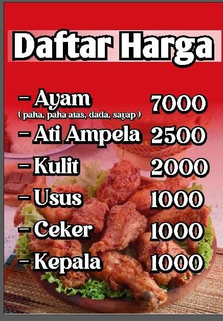 Daftar Harga Ayam, Ati Ampela, Kulit, Usus, Ceker, dan Kepala. Daftar Harga Jual Makanan Jual Makanan Makanan Jual Makanan Enak Daftar Harga Ayam