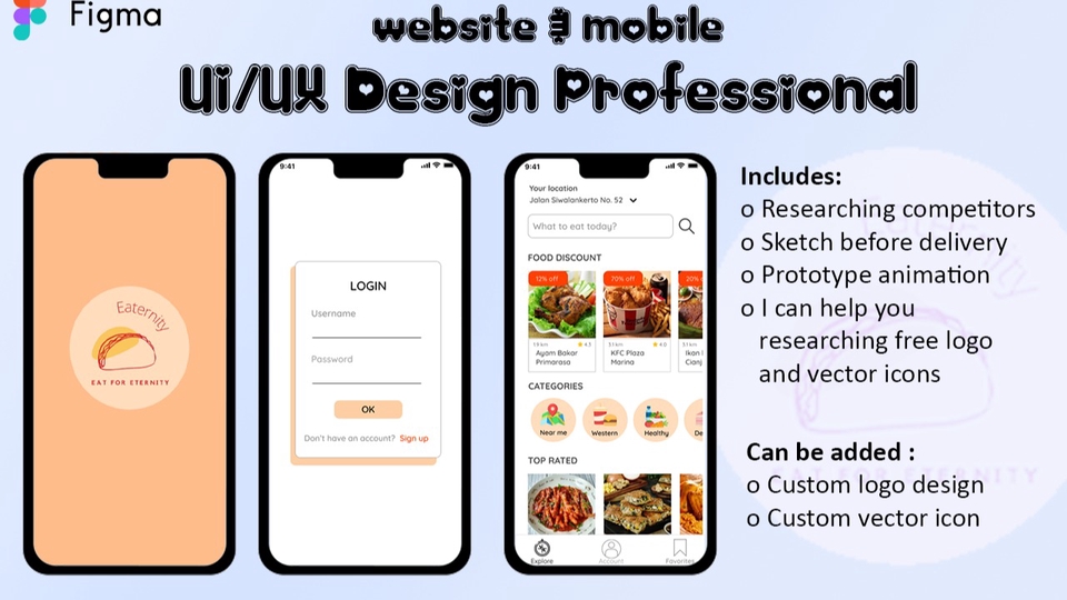 Desain UI UX aplikasi mobile dan website dengan prototype figma