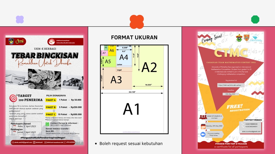 Desain Infografis dengan berbagai ukuran A3, A4 dan A2 untuk desain data infografis