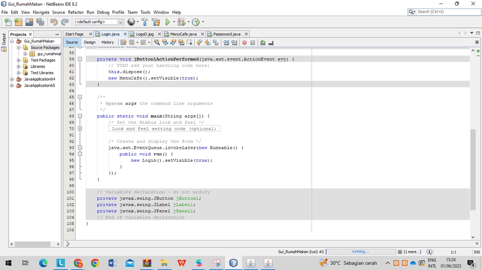 Netbeans graphical user interface (GUI) (Projek Kuliah)