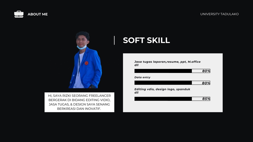 Jasa pembuatan presentasi PowerPoint dengan desain slide presentasi profesional, untuk keperluan seminar, rapat, atau skripsi.