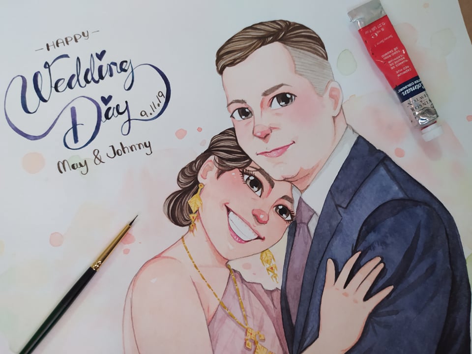วาดภาพเหมือน Portrait - รับวาดภาพการ์ตูนสีน้ำ / watercolor painting - 8
