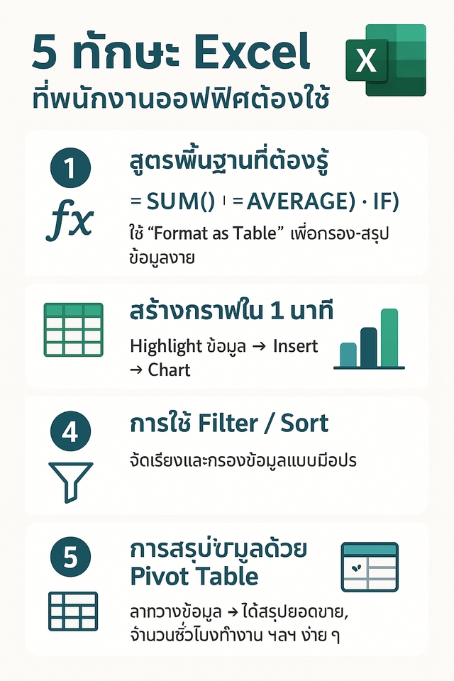 เรียน excel ตัวต่อตัว สอน excel พื้นฐาน สอนโปรแกรม excel คอร์สเรียน excel คอร์สสอน excel ราคา